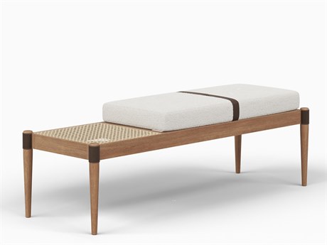 Urbia Modern Brazilian Bello Noodles Natural Nozes Brown Upholstered Accent Bench