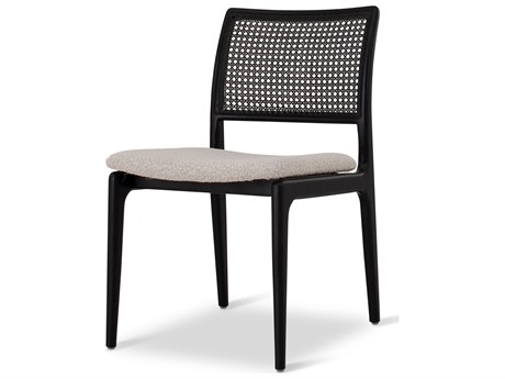 Urbia Modern Brazilian Charlotte Cane Side Chair Boucle Crafted Glaze Seat Ebano Frame Ebano Cane Webbing