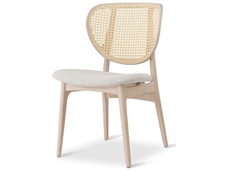 Urbia Modern Brazilian Joelma Cane Side Chair Boucle Crafted Glaze Seat Nevoa Frame Natural Cane Webbing