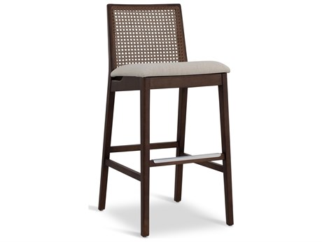 Urbia Modern Brazilian Nardia Cane Bar Stool Medley Ivory Seat Nogal Frame Nogal Cane Webbing