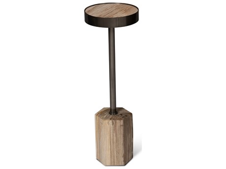 Urbia Relique Dinah Drink Table Nickel Frame Natural Light Top