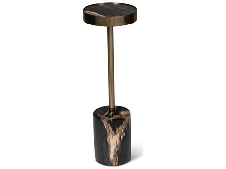 Urbia Relique Tabitha Drink Table Brass Frame Natural Dark Top