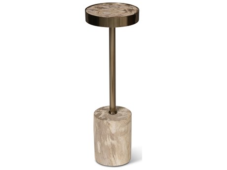 Urbia Relique Tabitha Drink Table Brass Frame Natural Light Top