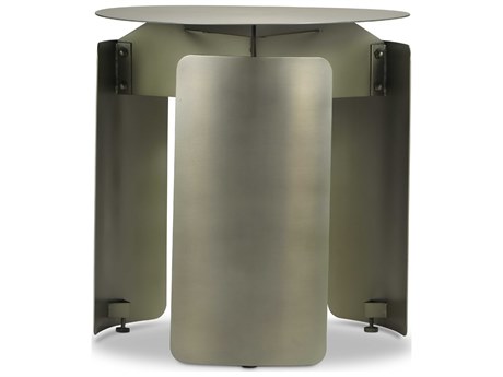 Urbia Senshi Sofia Round Metal Industrial Nickel End Table