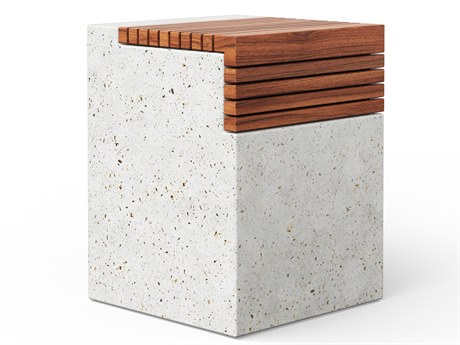 Urbia Outdoor Mixx Ivory Terrazzo Natural Concrete Teak Bar Stool