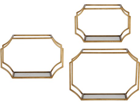 Uttermost Lindee Antique Gold Leaf Wall Shelves Set of 3