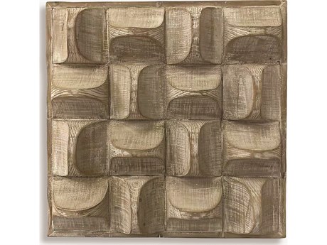 Uttermost Pickford Distressed Natural Wash / Ivory Wood Wall Art