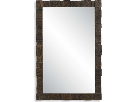 Uttermost Bustelo Distressed Dark Bronze Antique Gold Rectangular Wall Mirror