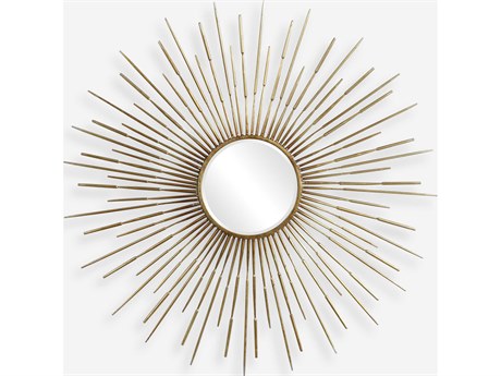 Uttermost Golden Antique Gold Leaf Sunburst Wall Mirror