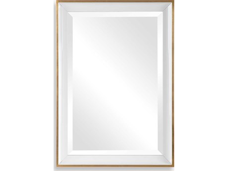 Uttermost Gema Gloss White / Petite Gold Leaf Rectangular Wall Mirror