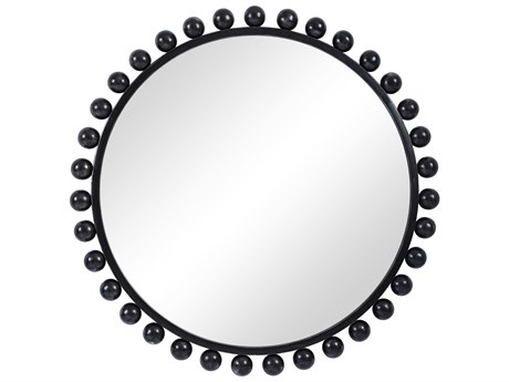 Uttermost Cyra Distressed Black Round Wall Mirror