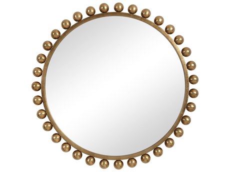 Uttermost Cyra Metallic Gold Leaf Round Wall Mirror