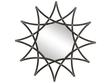 Uttermost Solaris Antiqued Silver Round Wall Mirror