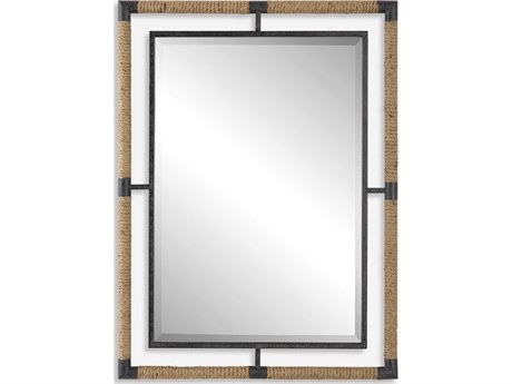 Uttermost Melville Rust Black / Natural Rope Rectangular Wall Mirror