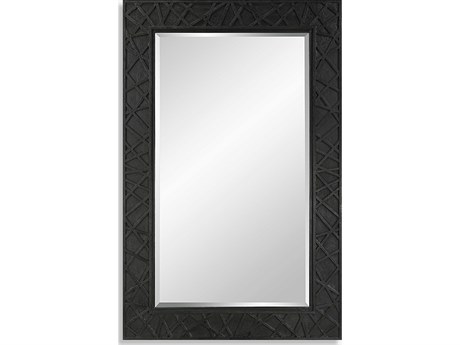 Uttermost Everest Satin Black Rectangular Wall Mirror