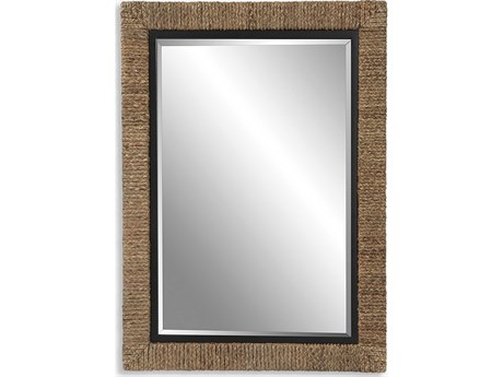 Uttermost Island Braided Straw Natural / Matte Black Rectangular Wall Mirror