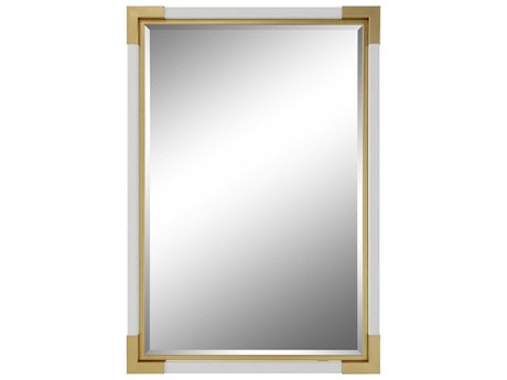 Uttermost Malik White / Gold Leaf Rectangular Wall Mirror