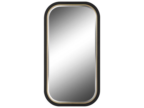 Uttermost Nevaeh Satin Black / Gold Leaf Rectangular Wall Mirror