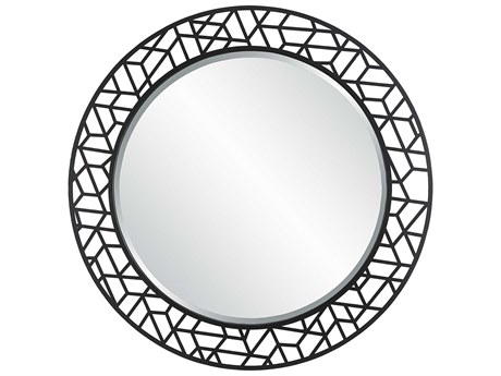 Uttermost Mosaic Satin Black Round Wall Mirror