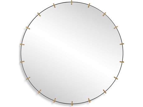 Uttermost Pali Black Antiqued Brushed Gold Round Wall Mirror