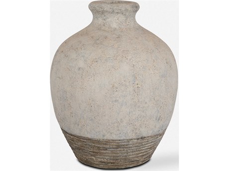 Uttermost Fernandina White Wash Distressed Rust Brown Vase