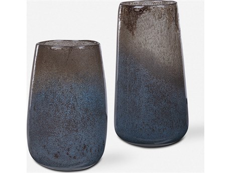 Uttermost Ione Taupe, Light Blue Ombre Vase Set of 2