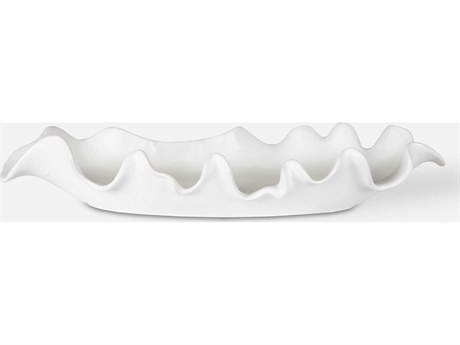 Uttermost Ruffled Matte White Glaze Decorative Plate