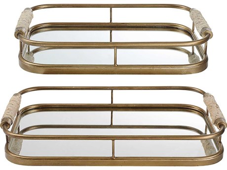 Uttermost Rosea Brushed Gold Serving Trays Set of 2