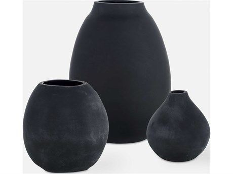 Uttermost Hearth Matte Black Vase Set of 3
