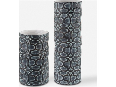 Uttermost Baltra Aged Bronze Patina Verdigris Vase Set of 2
