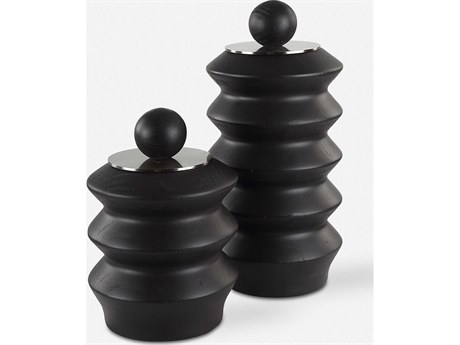 Uttermost Accordion Black Vase Set of 2