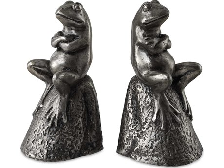 Uttermost Daydreaming Frogs Aged Silver Bookends Set of 2