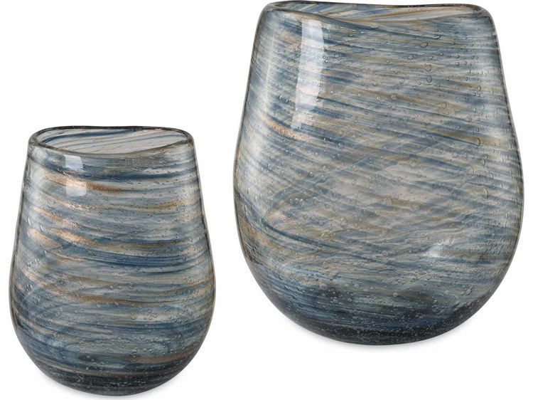 Uttermost Aurora Swirl Glass Vases Set of 2 UT18158