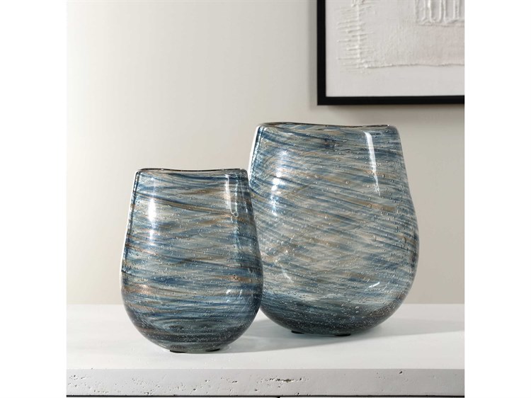 Uttermost Aurora Swirl Glass Vases Set of 2 UT18158