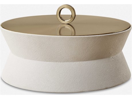 Uttermost Luxe White Shagreen Round Box