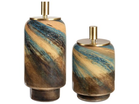 Uttermost Celestial Tide Glass Containers Set of 2