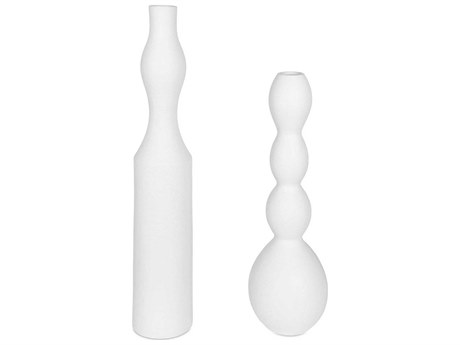 Uttermost Forma White Ceramic Vase Set of 2