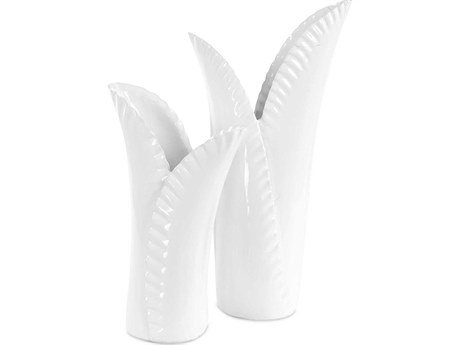 Uttermost Leafscape White Vases Set of 2