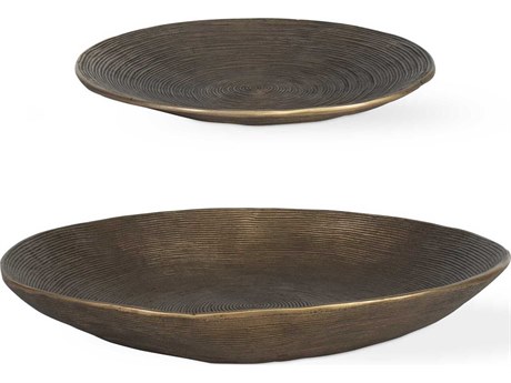 Uttermost Stratum Round Brass Decorative Bowls Set of 2