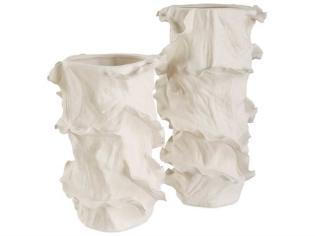 Uttermost Ripple Crest White Vases Set of 2