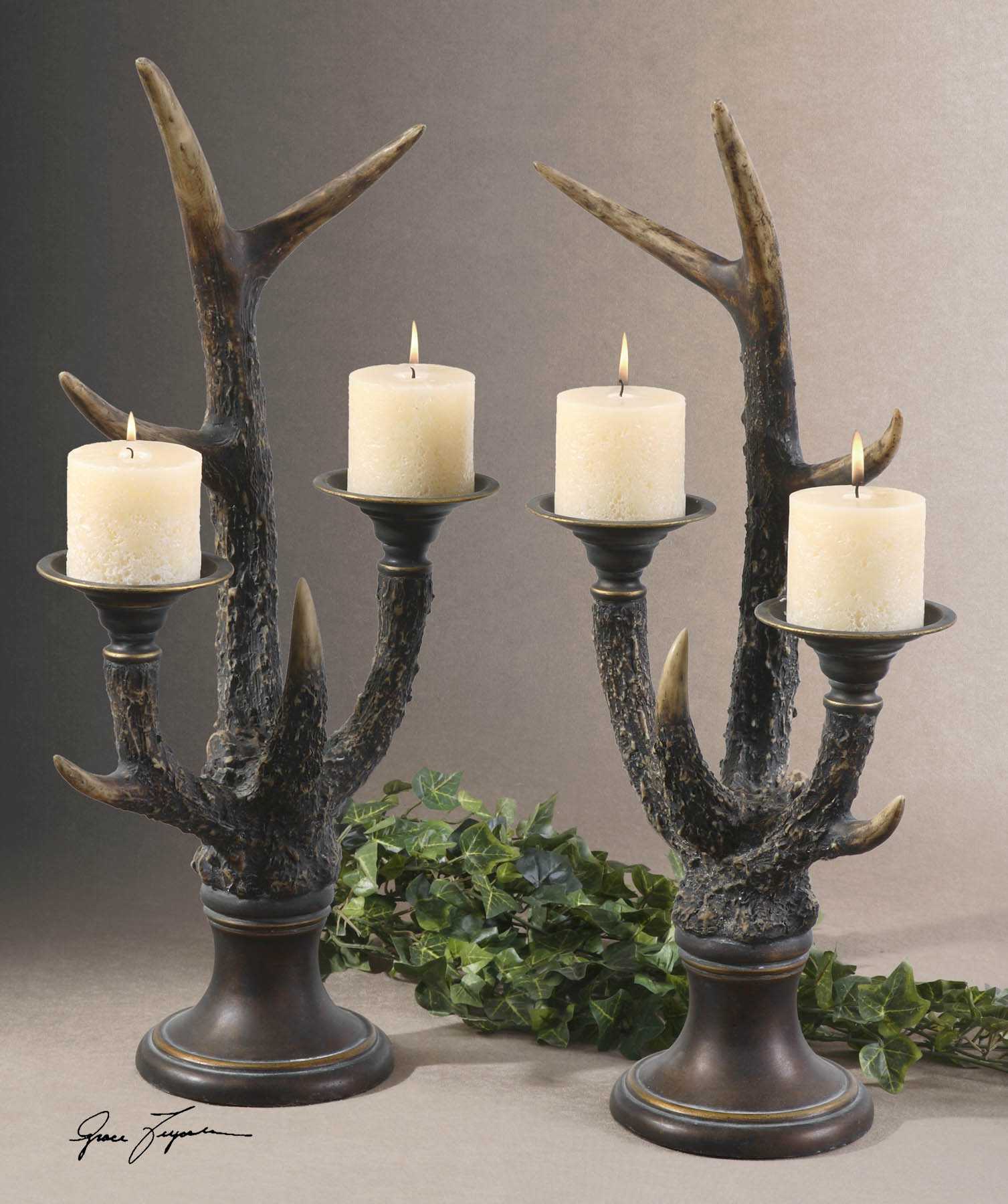 Uttermost Stag Horn Candle Holder (2 Piece Set) UT19204