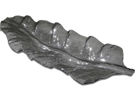 Uttermost Smoked Leaf Glass Tray
