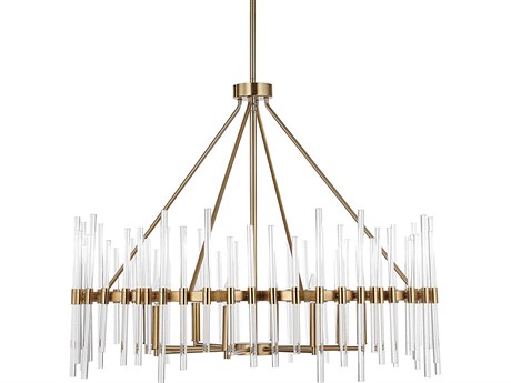 Uttermost Crystal Stick 8-Light Warm Brass Chandelier