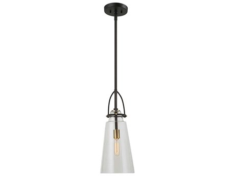 Uttermost 1-Light Black Antique Brass Glass Mini Pendant