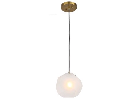 Uttermost Geodesic 1-Light Matte Antique Brass Glass Round Mini Pendant