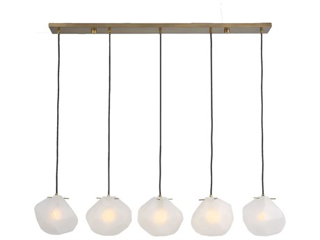 Uttermost Geodesic 5-Light Matte Antique Brass Glass Linear Round Island Pendant