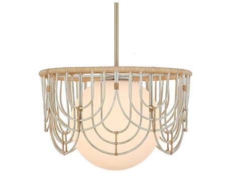 Uttermost Arches 1-Light Warm Brass Antique White Globe Pendant