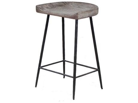 Uttermost Cordova Mango Wood Gray Satin Black Counter Stool