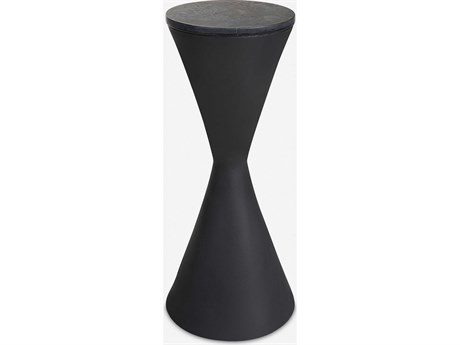 Uttermost Time's Up Round Marble Textured Matte Black End Table