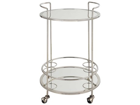 Uttermost Glass Silver Polished Chrome Bar Cart